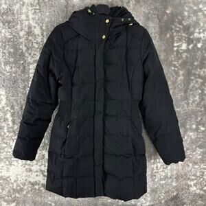 Cole Haan Size S Signature Down Cluster Feathers Outdoor Coat Black Button Zip
